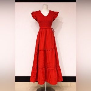 Caramel Women's Tiered Maxi Dress - Classic V-Neck